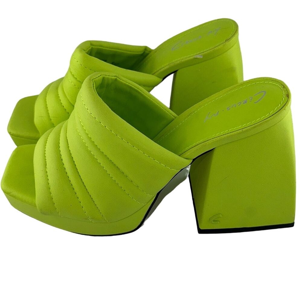 Circus NY Sam Edelman Marlie Platform Block Heel Green Heel Slide 5M NWOB